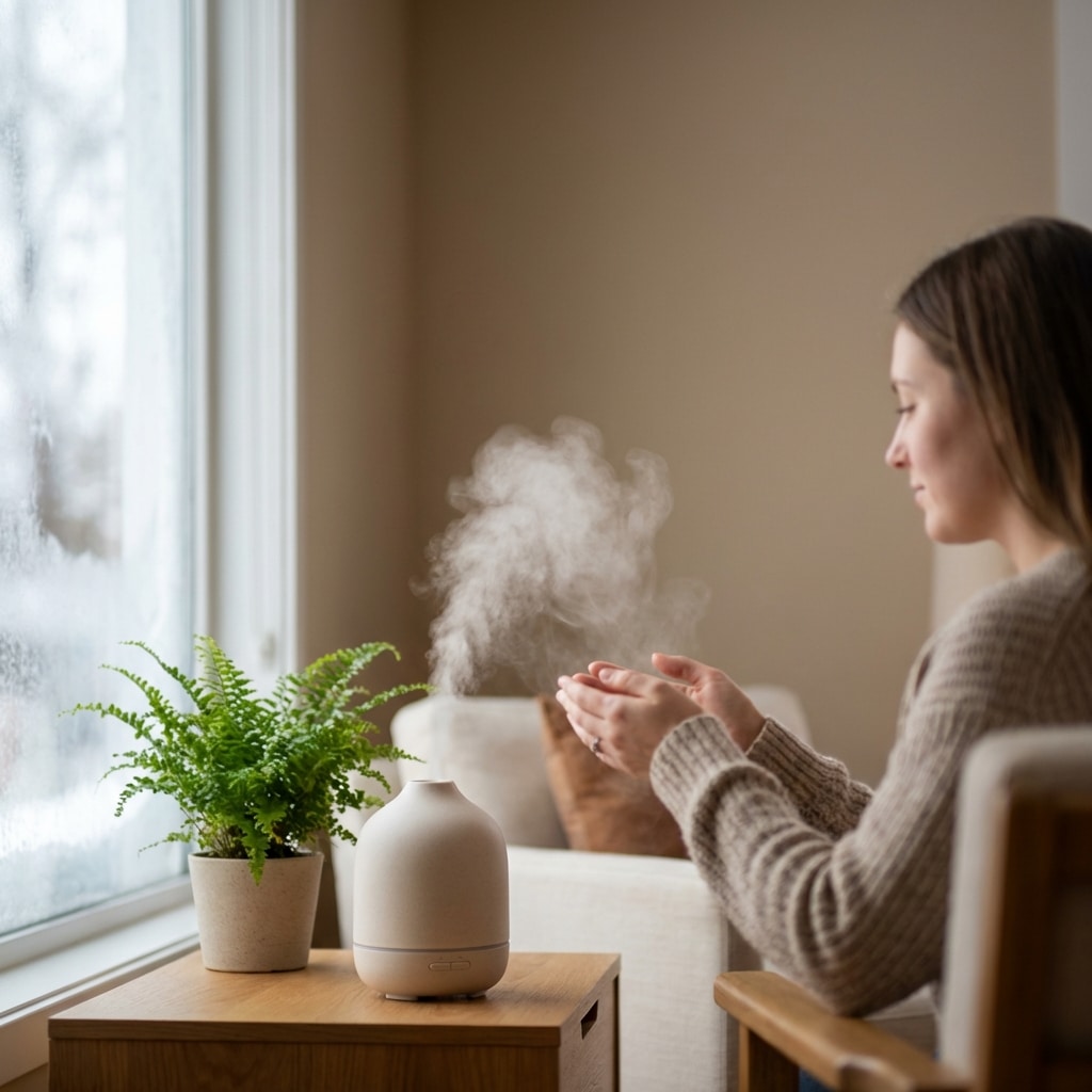 Low-cost, low-effort home humidity habits for winter comfort (skin, throat, sleep) and safe humidifier use